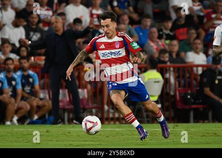 Granada, Granada, Spanien. September 2024. Ricard SÃnchez von Granada CF während des Liga-Spiels zwischen Granada CF und MÃlaga CF im Nuevo Los CÃrmenes Stadion am 20. September 2024 in Granada, Spanien. (Kreditbild: © José M Baldomero/Pacific Press via ZUMA Press Wire) NUR REDAKTIONELLE VERWENDUNG! Nicht für kommerzielle ZWECKE! Quelle: ZUMA Press, Inc./Alamy Live News Stockfoto