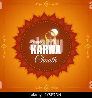 Vektor-Illustration der Vorlage für Happy Karva Chauth Social Media Feed Stock Vektor