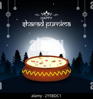 Vektor-Illustration der Vorlage für Happy Sharad Purnima Social Media Feed Stock Vektor