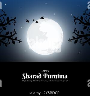 Vektor-Illustration der Vorlage für Happy Sharad Purnima Social Media Feed Stock Vektor