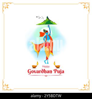 Vektor-Illustration von Happy Govardhan Puja Social Media Feed Vorlage Stock Vektor