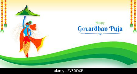 Vektor-Illustration von Happy Govardhan Puja Social Media Feed Vorlage Stock Vektor