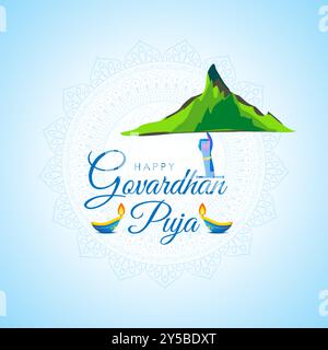 Vektor-Illustration von Happy Govardhan Puja Social Media Feed Vorlage Stock Vektor