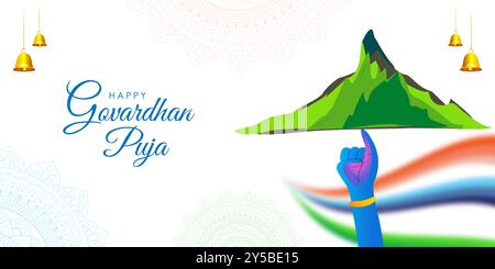 Vektor-Illustration von Happy Govardhan Puja Social Media Feed Vorlage Stock Vektor