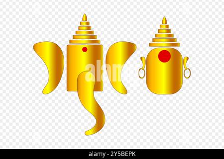 Vektor-Illustration von Lord Ganesha und Göttin Lakshmi goldenes abstraktes Symbol auf transparentem Hintergrund Stock Vektor