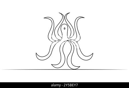 Kontinuierliche Linienzeichnung des Oktopus. Eine Linie des Cephalopoden. Meerestierkonzept kontinuierliche Linienkunst. Bearbeitbare Modellstruktur Stock Vektor