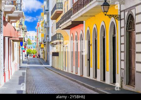 Straße im alten San Juan, Puerto Rico. Stockfoto