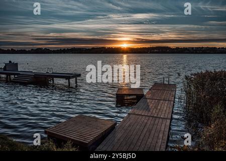 Sonnenuntergang über den Seen in Viborg, Dänemark Stockfoto