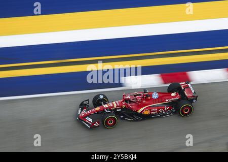 Singapur. September 2024. 16 LECLERC Charles (mco), Scuderia Ferrari SF-24, Aktion während des Formel 1 Grand Prix 2024 von Singapur, 18. Runde der Formel 1 Weltmeisterschaft 2024 vom 20. Bis 22. September 2024 auf dem Marina Bay Circuit in Singapur Stockfoto