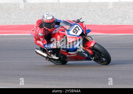 (97) Xavi Vierge aus Spanien vom Team HRC fährt Honda CBR1000 RR während der FIM Motul Superbike World Championship - Free Training Session der Acerbis Italian Round auf dem Cremona Circuit in San Martino del Lago am 21. September 2024 in Cremona, Italien. Quelle: Independent Photo Agency Srl/Alamy Live News Stockfoto