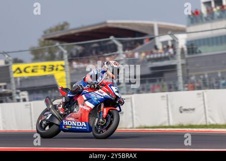 Iker Lecuona (ITA) Honda CBR1000 RR-R, Team HRC während der FIM Superbike World Championship Acerbis Italian Round auf dem Cremona Circuit, San Martino del Lago, Italien am 21. September 2024 während der Acerbis Italian Round, World Superbike - SBK Rennen in Cremona, Italien, 21. September 2024 Stockfoto