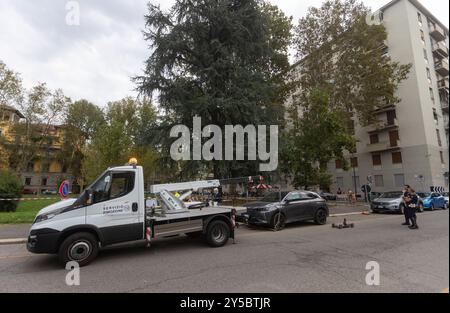 Mailand, Italien. September 2024. Giornata Mondiale Senza Auto, 'Tag ohne Parken' in Piazzale Libia - Mailand, Italia - Sabato, 21 Settembre 2024 (Foto Stefano Porta/LaPresse) World Car Free Day, 'Tag ohne Parken' in Piazzale Libia - Mailand, Italien - Samstag, 21. September 2024 (Foto Stefano Porta/LaPresse) Credit: LaPresse/Alamy Live News Stockfoto