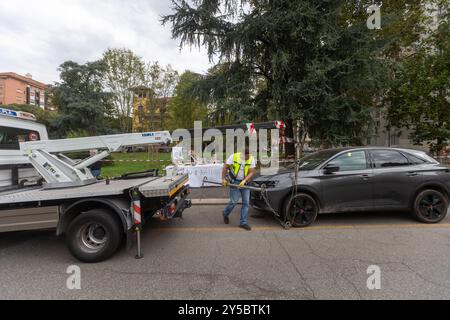 Mailand, Italien. September 2024. Giornata Mondiale Senza Auto, 'Tag ohne Parken' in Piazzale Libia - Mailand, Italia - Sabato, 21 Settembre 2024 (Foto Stefano Porta/LaPresse) World Car Free Day, 'Tag ohne Parken' in Piazzale Libia - Mailand, Italien - Samstag, 21. September 2024 (Foto Stefano Porta/LaPresse) Credit: LaPresse/Alamy Live News Stockfoto