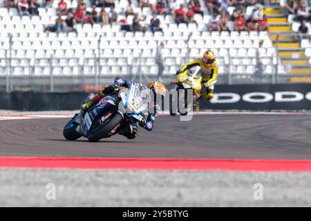 (55) Andrea Locatelli aus Italien vom Pata Prometeon Yamaha Team fährt Yamaha YZF R1 in Aktion während der FIM Motul Superbike World Championship - Tissot Superpole Race der Acerbis Italian Round auf dem Cremona Circuit in San Martino del Lago am 21. September 2024 in Cremona, Italien. Stockfoto