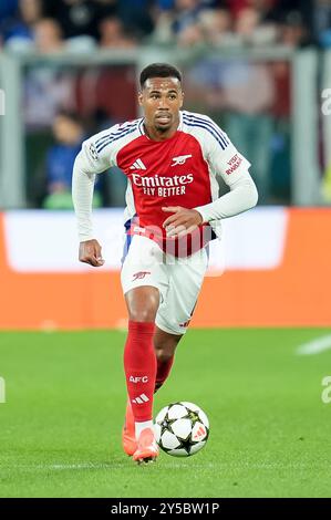 Bergamo, Italien. September 2024. Gabriel of Arsenal während des Spiels der UEFA Champions League 2024/25 League Phase MD1 zwischen Atalanta BC und Arsenal FC im Gewiss Stadium am 19. September 2024 in Bergamo, Italien. Quelle: Giuseppe Maffia/Alamy Live News Stockfoto