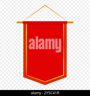 Vektorillustration der roten Wimpelfahne auf transparentem Hintergrund Stock Vektor