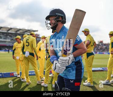 Leeds, Großbritannien. September 2024. Ben Duckett aus England während der Second Metro Bank One Day International England gegen Australien am 21. September 2024 in Leeds, Großbritannien, am 21. September 2024. (Foto: Mark Cosgrove/News Images/SIPA USA) Credit: SIPA USA/Alamy Live News Stockfoto