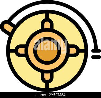 Diese Vektor-Illustration in farbenfroher, flacher Form zeigt einen elektrischen Wasserkocher von oben mit seinem Netzkabel Stock Vektor