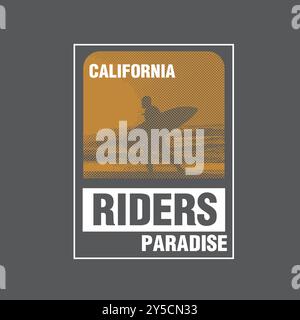 California Surfers Paradise Ocean Beach Surfing Grafik Poster Design Stock Vektor