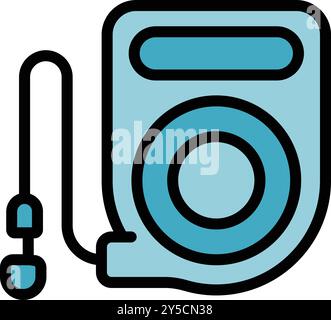 Dieses Vektorsymbol zeigt eine Hundetrainingleine mit einziehbarer Elektrode, ideal für die Präsentation von Tierpflegeprodukten Stock Vektor