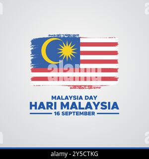 Hari Malaysia, Malaysia Day, 16. September, Post, Anzeigen, Banner, Poster, Flyerdesign für Hari Malaysia, bearbeitbare Vorlage, Stockillustration. Stock Vektor