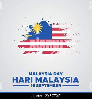 Hari Malaysia, Malaysia Day, 16. September, Post, Anzeigen, Banner, Poster, Flyerdesign für Hari Malaysia, bearbeitbare Vorlage, Stockillustration. Stock Vektor