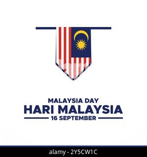 Hari Malaysia, Malaysia Day, 16. September, Post, Anzeigen, Banner, Poster, Flyerdesign für Hari Malaysia, bearbeitbare Vorlage, Stockillustration. Stock Vektor