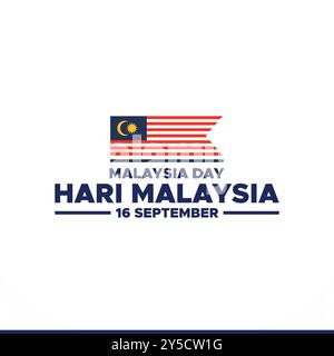 Hari Malaysia, Malaysia Day, 16. September, Post, Anzeigen, Banner, Poster, Flyerdesign für Hari Malaysia, bearbeitbare Vorlage, Stockillustration. Stock Vektor