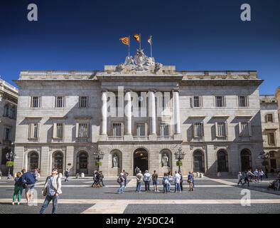 Rathausgebäude der katalanischen Regierung an der Plaza de Sant Jaume barcelona spanien Stockfoto