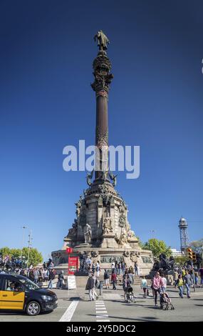 Berühmtes kolumbus-Denkmal Wahrzeichen in Port vell im Zentrum von barcelona spanien Stockfoto