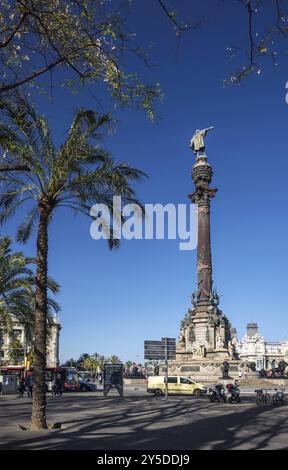 Berühmtes kolumbus-Denkmal Wahrzeichen in Port vell im Zentrum von barcelona spanien Stockfoto