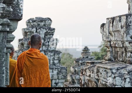 Kambodschanischer buddhistischer Mönch im angkor Wat Tempel in der Nähe von siem erobert kambodscha Stockfoto