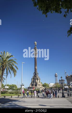 Berühmtes kolumbus-Denkmal Wahrzeichen in Port vell im Zentrum von barcelona spanien Stockfoto