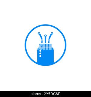 Vektorsymbol für Kabel. Symbol für das Logo für das Verbindungskabel des Stromkabels. Stock Vektor