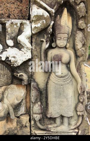 Apsara, himmlische Tänzerin im Bayon Tempel in Angkor Thom Stockfoto