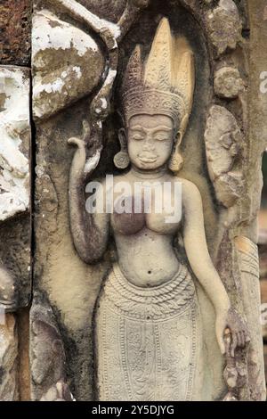 Apsara, himmlische Tänzerin im Bayon Tempel in Angkor Thom Stockfoto