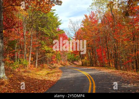 Herbstfarben auf dem Foothills Parkway in den Smoky Mountains von Tennessee Stockfoto