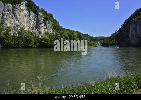 Donaudurchbruch bei Weltenburg im niederbayerischen Landkreis Kelheim, Bayern, Deutschland, Donauschlucht bei Weltenburg im niederbayerischen Bezirk Stockfoto