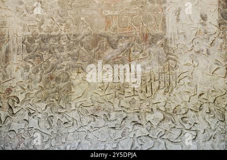 Antike asiatische Steinfiguren im buddhistischen angkor Wat Tempel kambodscha Stockfoto