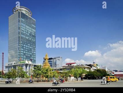 Canadia Bank Tower-moderne Architektur-Gebäude Wolkenkratzer im Zentrum Phnom Penh Stadt Kambodscha Stockfoto