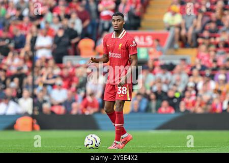 Liverpool, Großbritannien. September 2024. Ryan Gravenberch aus Liverpool im Einsatz während des Premier League-Spiels Liverpool gegen Bournemouth in Anfield, Liverpool, Vereinigtes Königreich, 21. September 2024 (Foto: Cody Froggatt/News Images) in Liverpool, Vereinigtes Königreich am 21. September 2024. (Foto: Cody Froggatt/News Images/SIPA USA) Credit: SIPA USA/Alamy Live News Stockfoto