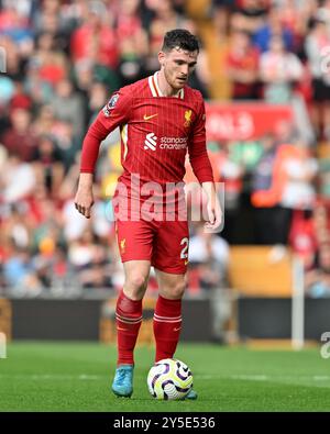 Liverpool, Großbritannien. September 2024. Andrew Robertson von Liverpool im Einsatz während des Premier League-Spiels Liverpool gegen Bournemouth in Anfield, Liverpool, Vereinigtes Königreich, 21. September 2024 (Foto: Cody Froggatt/News Images) in Liverpool, Vereinigtes Königreich am 21. September 2024. (Foto: Cody Froggatt/News Images/SIPA USA) Credit: SIPA USA/Alamy Live News Stockfoto