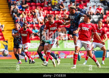 Während des Sky Bet League 1 Matches Charlton Athletic vs Blackpool at the Valley, London, Großbritannien, 21. September 2024 (Foto: Izzy Poles/News Images) Stockfoto