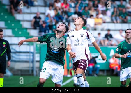 Ferrol, Spanien. 21. September 2024. Hypermotion League. Tag 6. Racing Club Ferrol gegen Albacete Balompie. Ein Malata-Stadion. Stockfoto