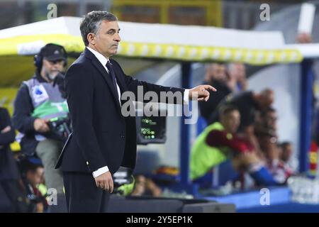 Fabio Pecchia Cheftrainer von Parma Calcio 1913 während des Spiels von US Lecce gegen Parma Calcio, italienische Fußball-Serie A in Lecce, Italien, 21. September 2024 Stockfoto