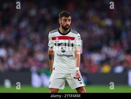 Selhurst Park, Selhurst, London, Großbritannien. September 2024. Premier League Football, Crystal Palace gegen Manchester United; Bruno Fernandes von Manchester United Credit: Action Plus Sports/Alamy Live News Stockfoto