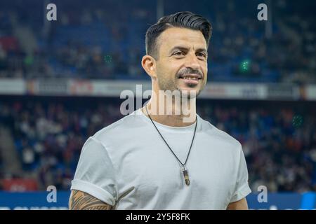 Basel, Schweiz. September 2024. Basel, Schweiz, 21. September 2024: Adoption zu Fabian frei (Basel) Behrang Safari vor dem Super League Fußball Spiel zwischen dem FC Basel 1893 und dem FC Zürich im St. Jakob Park in Basel. Philipp Kresnik (Philipp Kresnik/SPP) Credit: SPP Sport Press Photo. /Alamy Live News Stockfoto