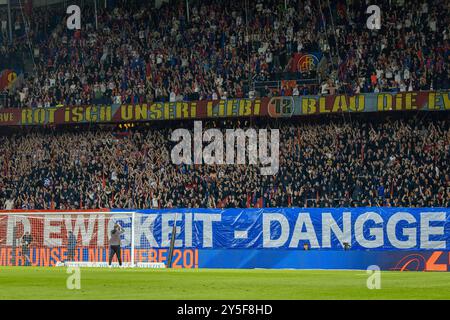 Basel, Schweiz. September 2024. Basel, Schweiz, 21. September 2024: Adoption zu Fabian frei (Basel) vor dem Super League-Fußballspiel zwischen dem FC Basel 1893 und dem FC Zürich im St. Jakob Park in Basel. Philipp Kresnik (Philipp Kresnik/SPP) Credit: SPP Sport Press Photo. /Alamy Live News Stockfoto