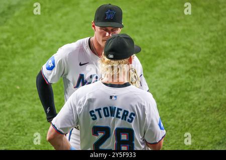 MIAMI, FLORIDA - 19. SEPTEMBER 2024: Shohei Ohtani beim Spiel 50/50, Miami Marlins und Los Angeles Dodgers, Foto: Chris Arjoon/American Presswire Stockfoto