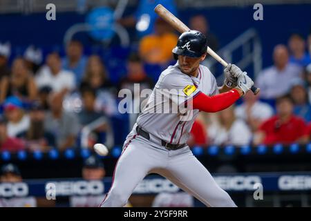 MIAMI, FLORIDA - 20. SEPTEMBER 2024: Miami Marlins und Atlanta Braves MLB im loanDepot Park am 20. September 2011 Foto: Chris Arjoon/American Presswire Stockfoto